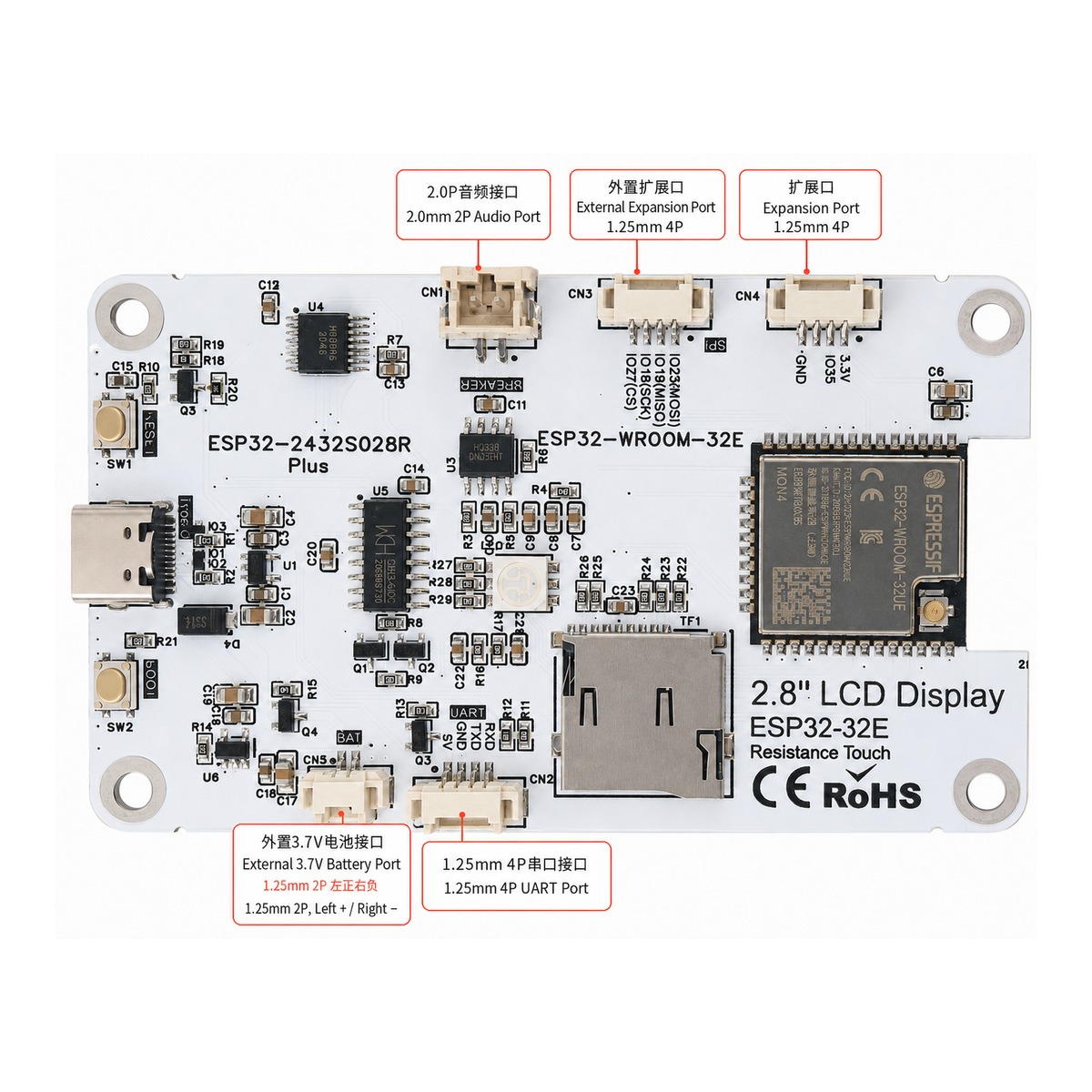 ESP32-WROOM-32E/UE 模组开发板